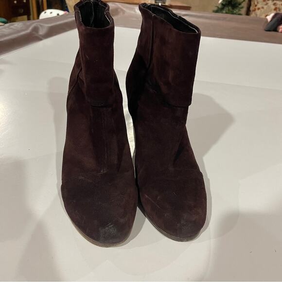 Rag & Bone Classic Newbury Burgundy Suede Heeled Ankle Booties Size 38‎ - Picture 4 of 14